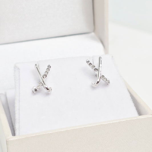 עגילי זהב לבן X 0.10 קראט