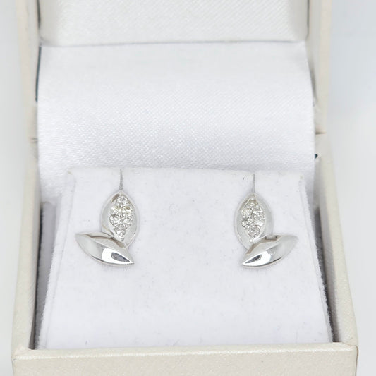 עגילי זהב לבן ויהלומים